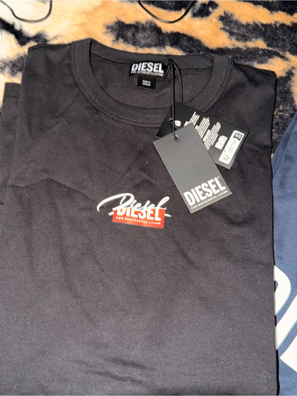 Diesel Black Tee with White and Red Logo